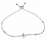 S925 sterling silver bracelet female diamond freshwater pearl cross bracelet