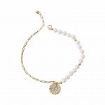 S925 sterling silver asymmetrical pearl bracelet