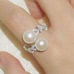 S925 Sterling Silver Ring Diamond Pearl Wheat Ring