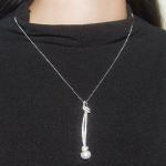 S925 sterling silver diamond pearl knot sweater chain