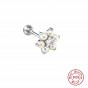 S925 sterling silver flower pearl earrings studs with diamond