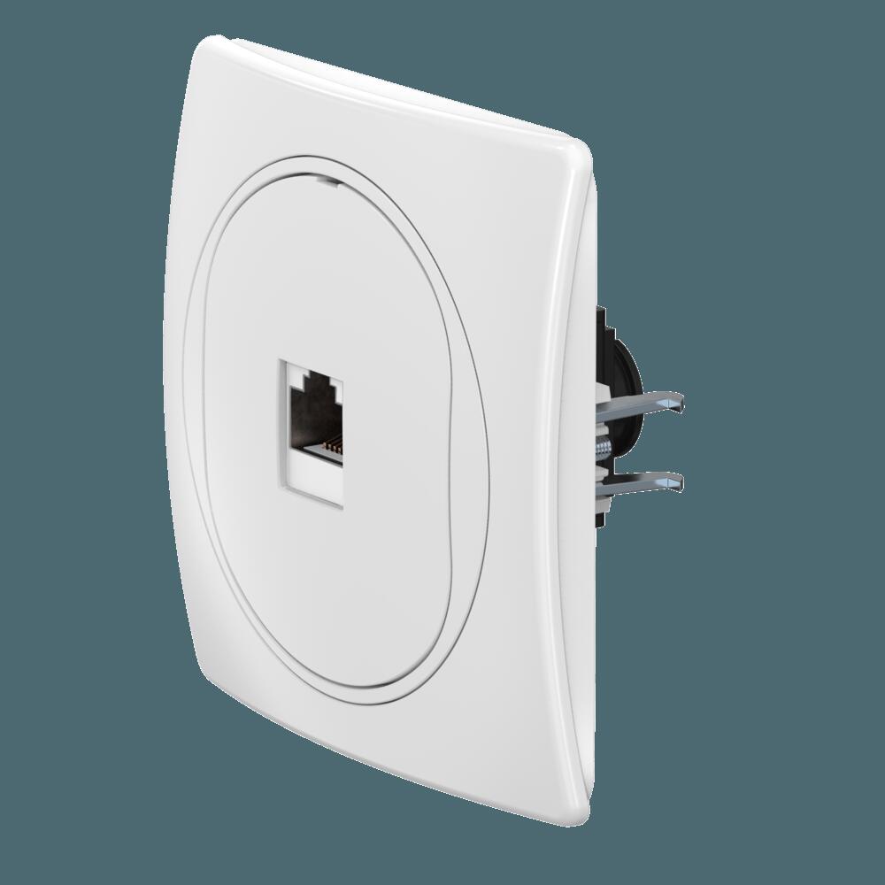 Розетка скрытой установки компьютерная CADUCEUS ALING EON с модулем Keystone RJ45 8P8C, cat.6A, FTP