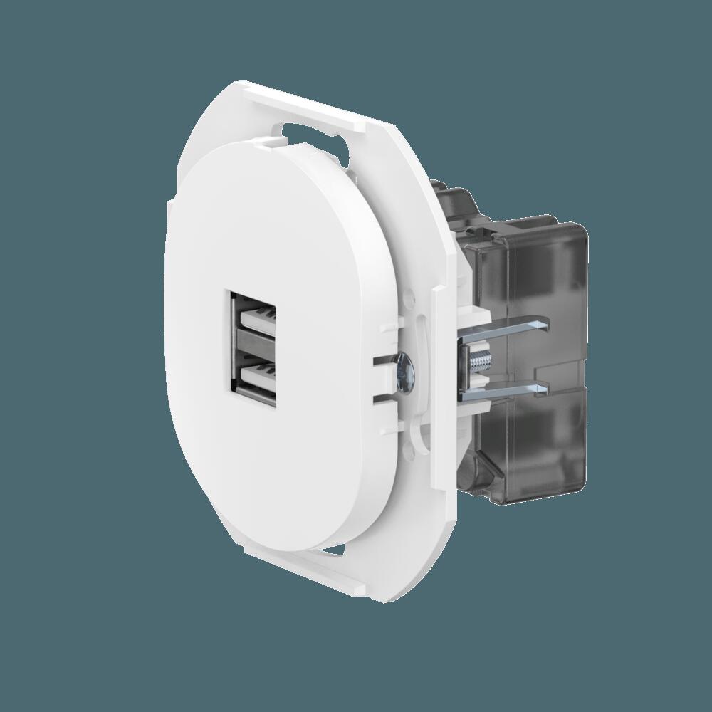 Розетка скрытой установки CADUCEUS ALING EON USB тип A для зарядки устройств, двойная, 2,1А, 5В=, 25