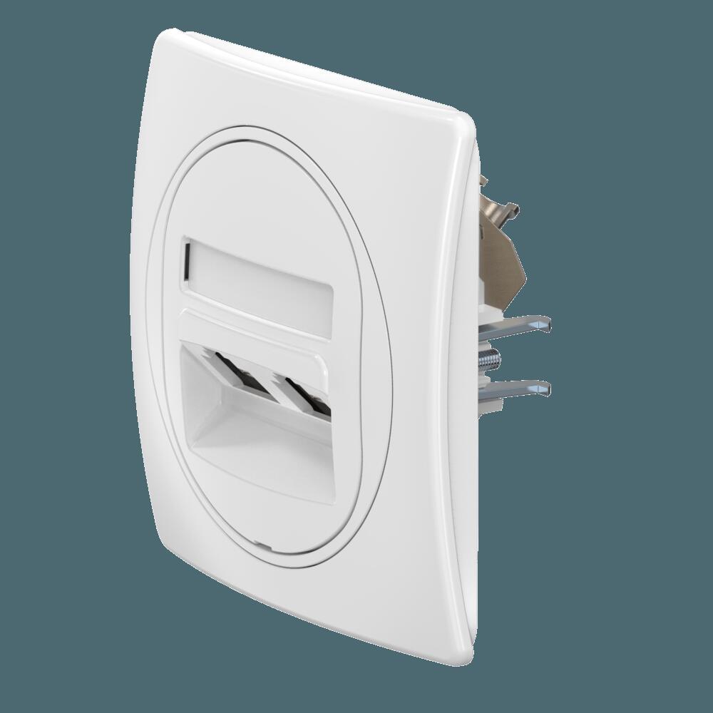 Розетка скрытой установки двойная компьютерная CADUCEUS ALING EON с модулями Keystone RJ45 8P8C, cat