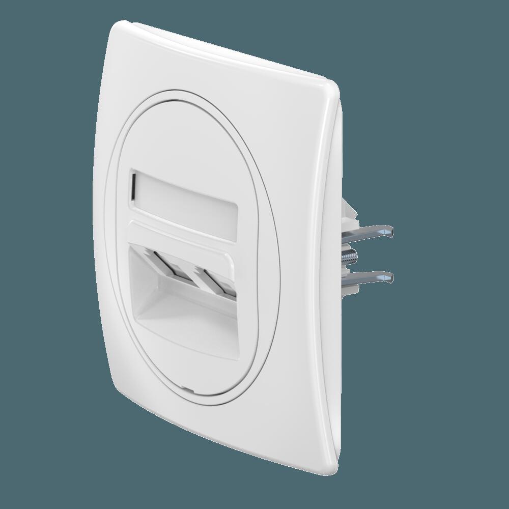 Розетка скрытой установки двойная телефонная CADUCEUS ALING EON с модулями Keystone 2хRJ12 6P4C