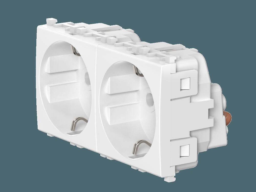 Розетка CADUCEUS ALING EXPERIENCE электрическая, двухместная, модульная, для скрытой проводки, механ