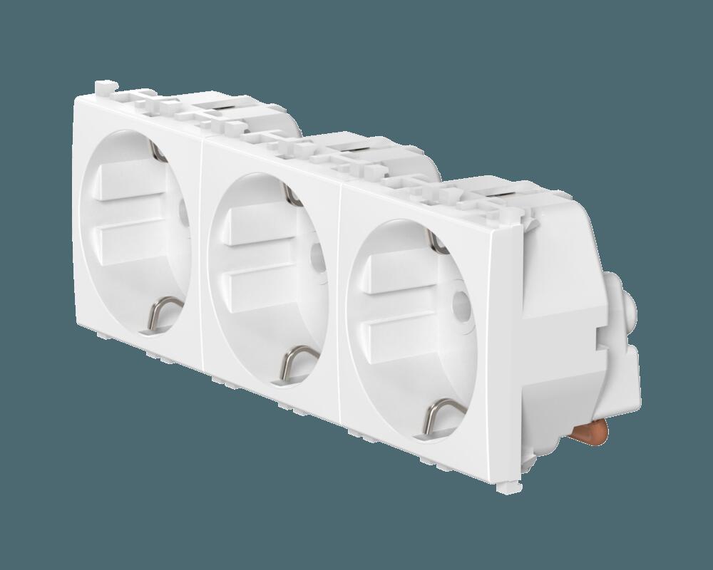 Розетка CADUCEUS ALING EXPERIENCE электрическая, трехместная, модульная, для скрытой проводки, механ