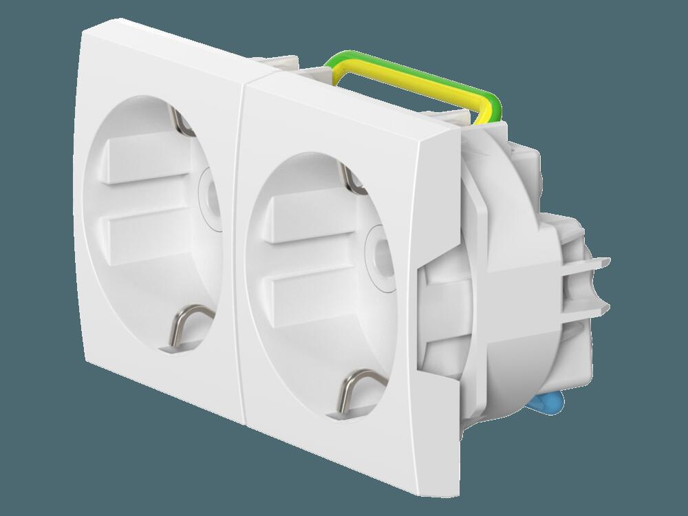Розетка CADUCEUS ALING MODE электрическая, двухместная, модульная, для скрытой проводки, механизм, 1