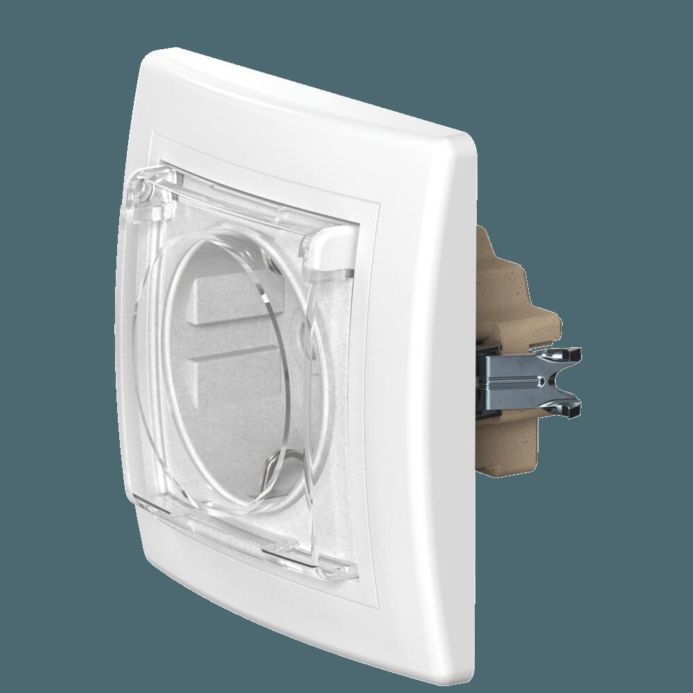 Розетка скрытой установки CADUCEUS ALING PRESTIGE, с заземлением, без шторок, с крышкой, с керамичес