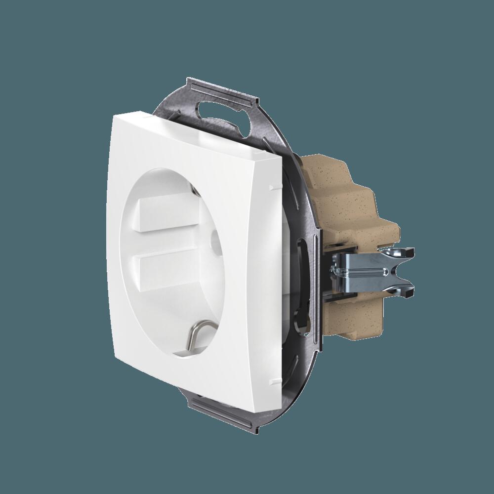 Розетка скрытой установки CADUCEUS ALING PRESTIGE, с заземлением, со шторками, с керамическим основа