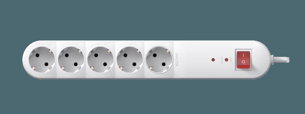 Удлинитель сетевой фильтр CADUCEUS ALING с выключателем, 5х16А, 250В~, 1,5м, с защитой от перенапряж