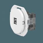 Розетка скрытой установки CADUCEUS ALING EON USB тип A для зарядки устройств, двойная, 2,1А, 5В=, 25