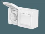 Розетка электрическая с выключателем CADUCEUS ALING POWER для открытой проводки, без шторок, с крышк