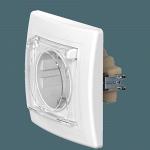 Розетка скрытой установки CADUCEUS ALING PRESTIGE, с заземлением, без шторок, с крышкой, с керамичес
