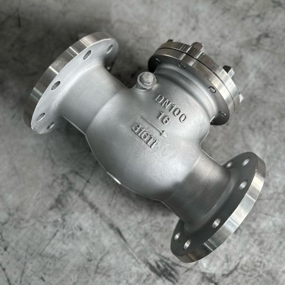 Клапан обратный поворотный фланцевый нержавеющий 316Ti Ру16 Ду100(Китай)