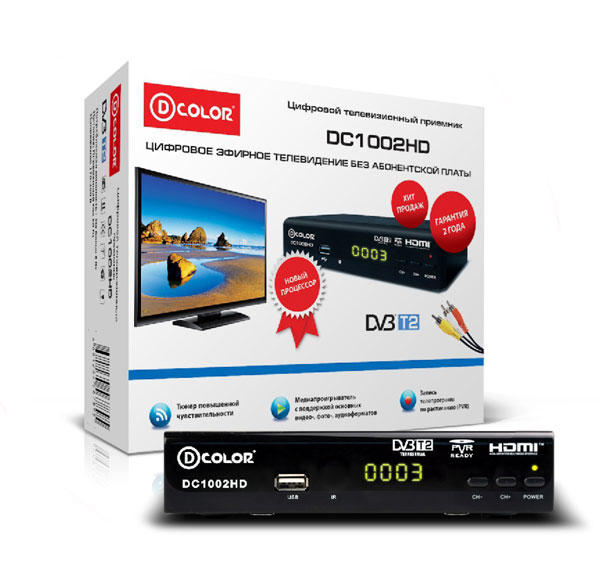 Цифровая приставка DVB-T2 D-COLOR DC1002HD