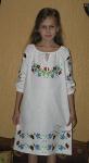 Сорочка - вышиванка детская: льняное платье с традиционной украинской вышивкой - модель 02 дв