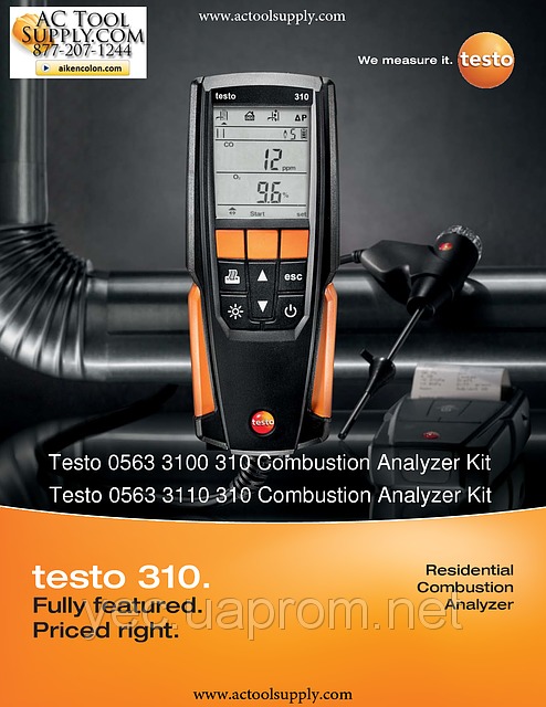Testo 0563 3110 310 Combustion Analyzer Kit with Printer