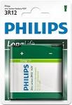 Батарейки крона PHILIPS 6F22-1BL LONG LIFE [6F22/01B]  (12/144/4320)