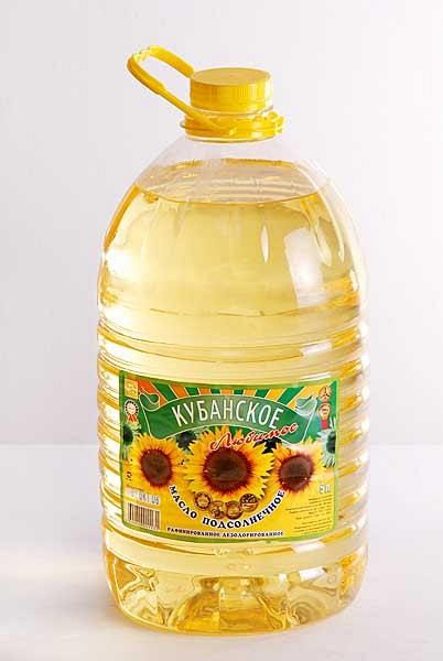 Рафинированное дезодорированное азотированное подсолнечное масло Кубанское любимое 5л