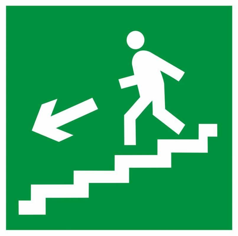 Знак-наклейка светонакопительный люминесцентный самоклеющийся Движение по лестнице влево-вниз