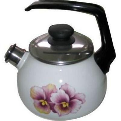 Чайник эмалированный со свистком 2,0 л арт.4с210я Орхидея