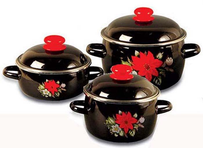 Набор эмалированной посуды Красный цветок арт. 1с157