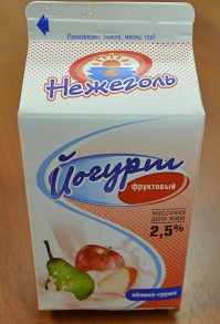 Йогурт фруктовый 2,5%,  пюр – пак 0,5 кг, яблоко-груша