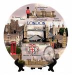 Сувенирная тарелка Англия-Исторический Лондон. Коллаж