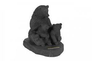 Фигурка из шунгита Медведица с медвежатами (10х8см)