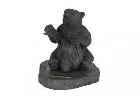 Фигурка из шунгита Медведь с пнем (8х7 см)