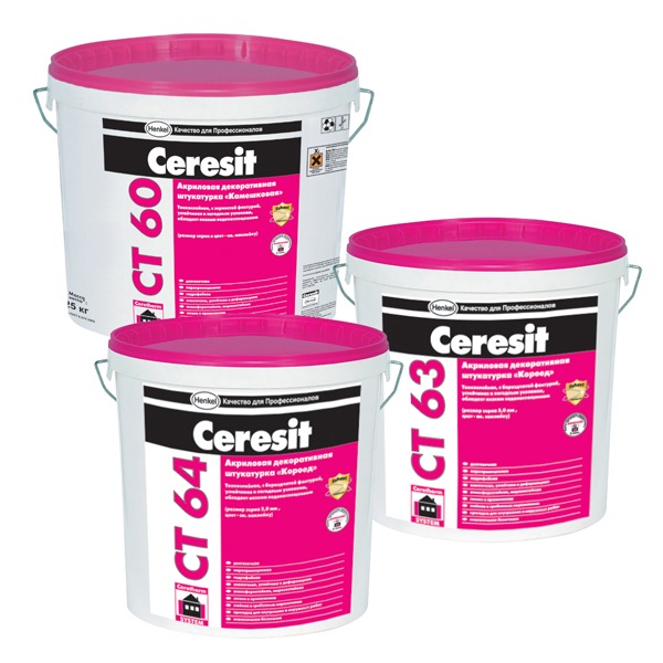 Акриловые декоративные штукатурки Ceresit CT 60/CT 63/СТ 64.(база,1.5мм) Акриловые декоративные штукатурки Ceresit CT 60/CT 63/СТ 64.(база,1.5мм)