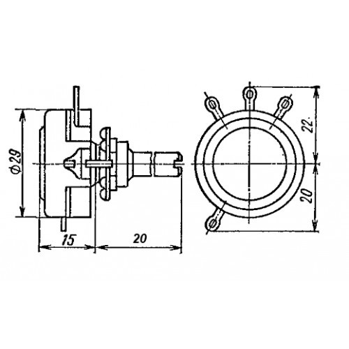 Резистор СП-1 1 Вт 3,3кОм±20%