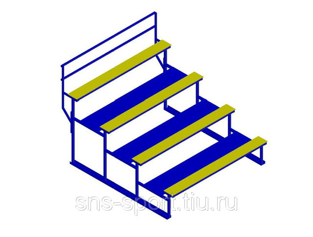 Трибуна спортивная 4х-ярусная (20 мест) с деревянными сиденьями