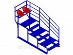 Подъём 4х-ярусный/лестничный проход с перилами + (2 доп. места) с пластиковыми сиденьями