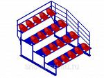 Трибуна спортивная 4х-ярусная (20 мест) с пластиковыми сиденьями и перилами