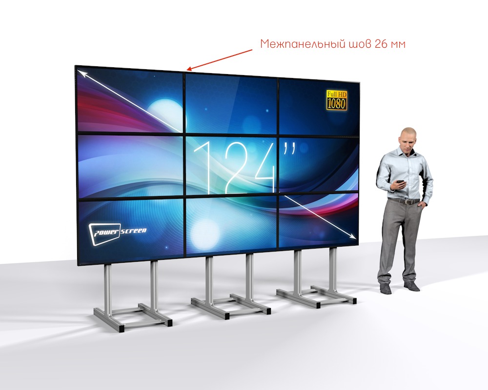 Видеостена 3х3 из LCD панелей, 124