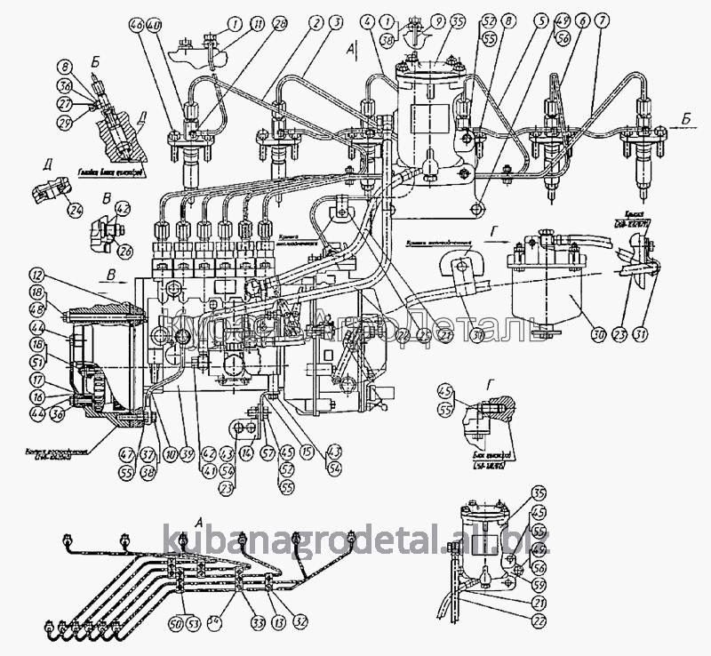 Запчасти для сельхозтехники МТЗ-1222/1523 Трубопроводы топливные и установка топливной аппаратуры