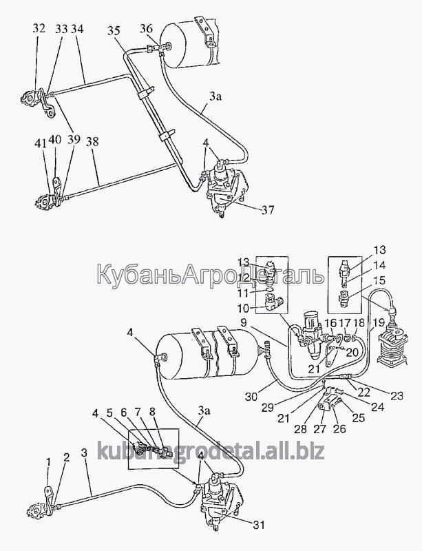 Запчасти для сельхозтехники МТЗ-1222/1523 Трубопроводы и арматура пневмопривода тормозов прицепа