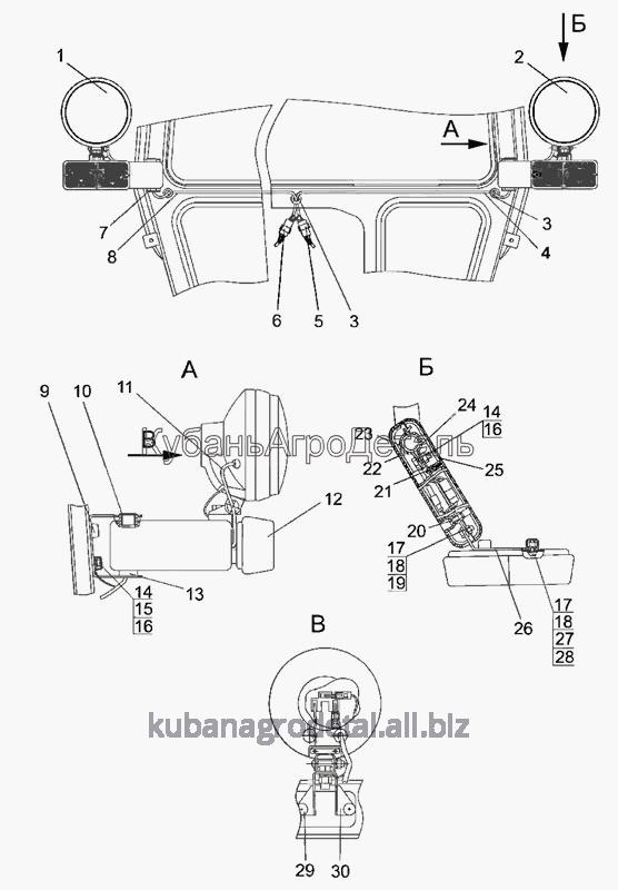 Запчасти для сельхозтехники МТЗ-80 (2009) Установка фонарей передних с дорожными фарами (для трактора «БЕЛАРУС-82П»)