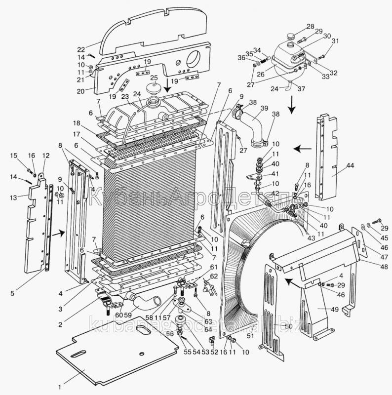 Запчасти для сельхозтехники МТЗ-822 Радиатор водяной