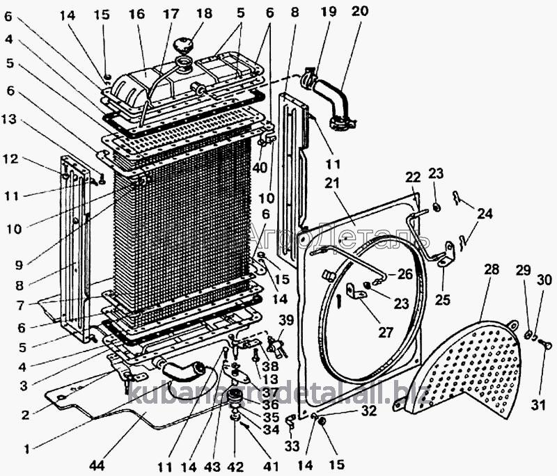 Запчасти для сельхозтехники МТЗ-900 Радиатор водяной. Подвеска водяного радиатора. Шланги системы охлаждения