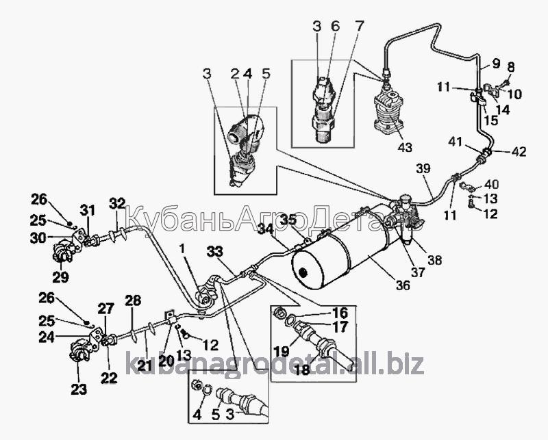 Запчасти для сельхозтехники МТЗ-80 (2009) Трубопроводы и арматура двухпроводного пневмопривода тормозов прицепа
