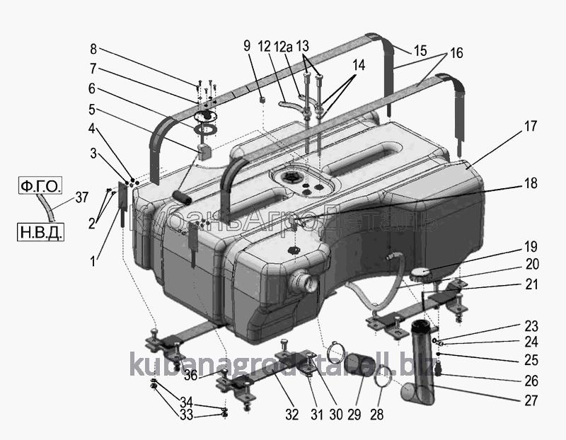 Запчасти для сельхозтехники МТЗ-920.4/952.4 Бак топливный