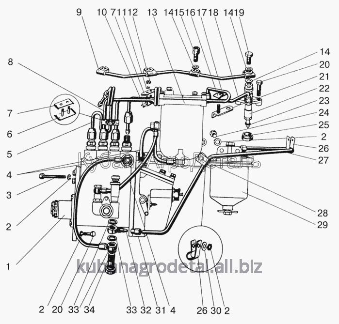 Запчасти для сельхозтехники МТЗ-923 Топливные трубопроводы. Установка топливной аппаратуры