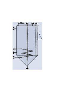 Вертикальная емкость с нижним коническим и верхним плоским днищами, со змеевиком или без змеевика, КП