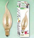 Лампа Накаливания свеча на ветру золотая Selecta Candle tailed C35 Gold 60W