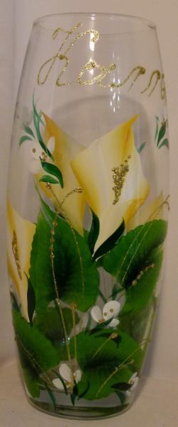 Ваза Каллы серии Флора художественная на прозрачном стекле