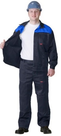 Костюм Труд : куртка длин., брюки темно-синий с васильковым