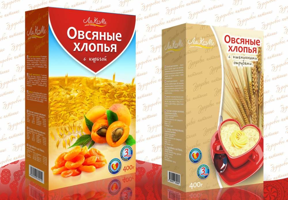 Овсяные хлопья с пшеничными отрубями и Овсяные хлопья с курагой Овсяные хлопья с пшеничными отрубями и Овсяные хлопья с курагой